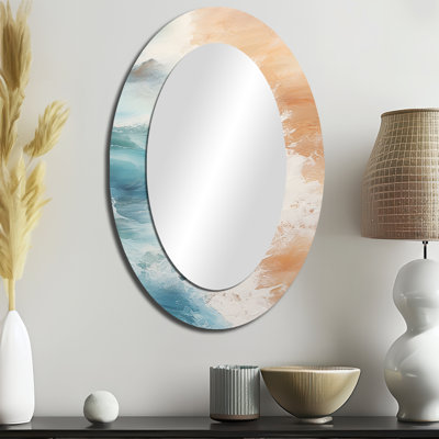 Miroir mural moderne en métal bleu et beige Modern II