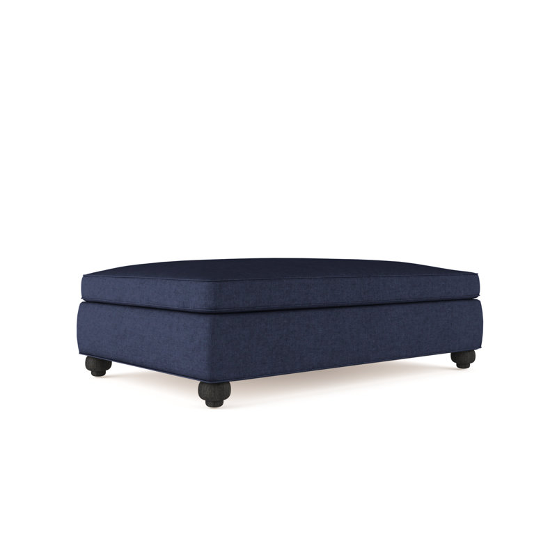 Repose-pieds de table Leroy, Velours moelleux imprimé bleu, Ébène