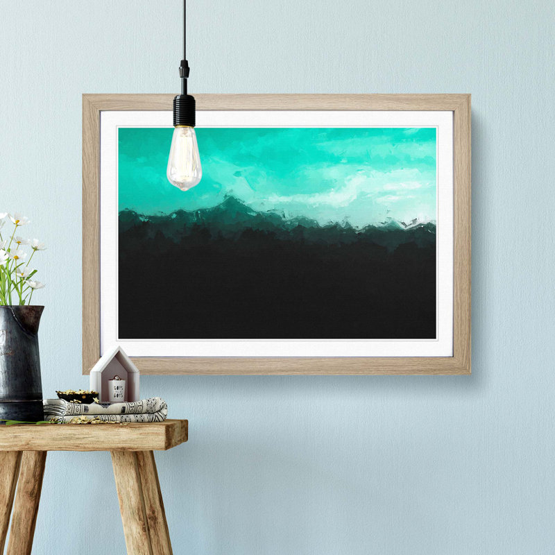Mint Green Sky - Picture Frame Graphic Art Print, 62cm H x 87cm W x 2cm D, Oak Framed