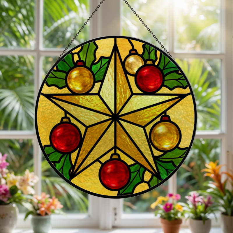 Panneau de vitrail 12 "H Star Ornaments, H 12 po x l 12 po 