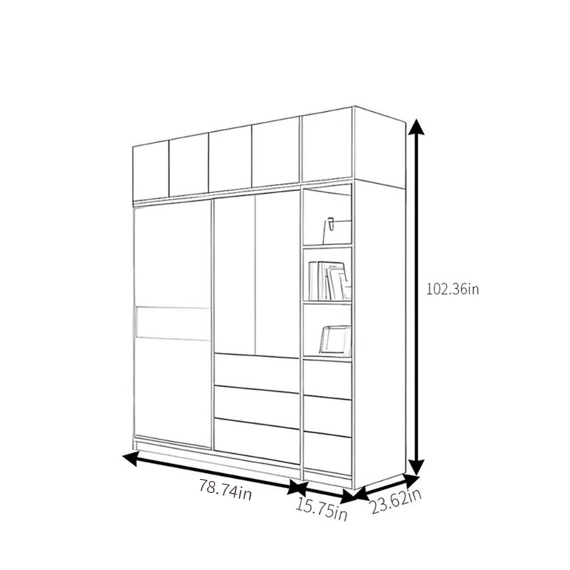 Garde-robe moderne et simple, H 102,36 po x l 94,49 po x P 23,62 po