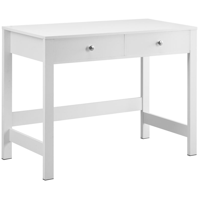 Petit bureau avec tiroirs, bureau pour enfants pour la chambre à coucher, table d'étude simple et moderne pour le dessin, la lecture, l'écriture, table de rangement rectangulaire en MDF pour la maison, le bureau, blanc