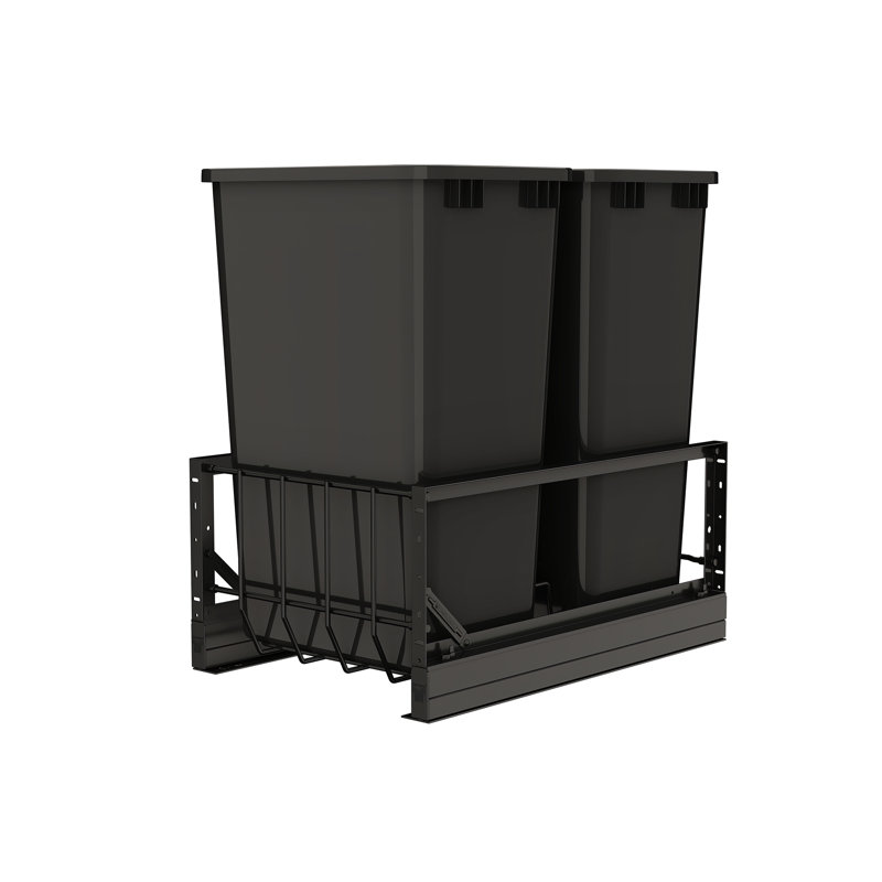Rev-A-Shelf Double Pullout 50 qt. Kitchen Trash Can, Soft-Close, 5349-2150DM-218