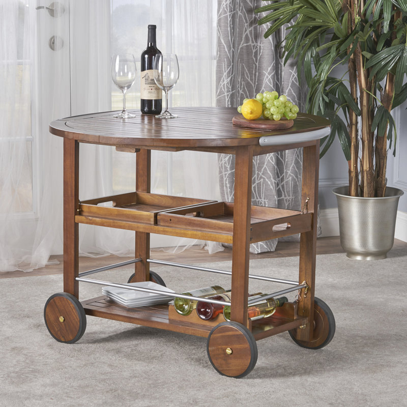 Chariot-bar d'extérieur avec plateau réglable et plateaux amovibles, design industriel moderne pour le plaisir