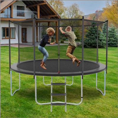 8FT Trampoline With Safety Enclosure Net, Outdoor Trampoline With Heavy Duty Jumping Mat And Spring Cover Padding For Kids And Adults