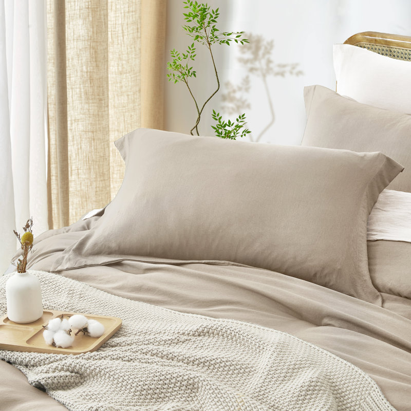 Ensemble d'édredon pour lit très grand Suncomfy 7 pièces, lit beige dans un sac avec drap-housse, drap plat, 2 taies décoratives, 2 taies d'oreiller, ensemble de literie en microfibre douce et chaude toutes saisons
