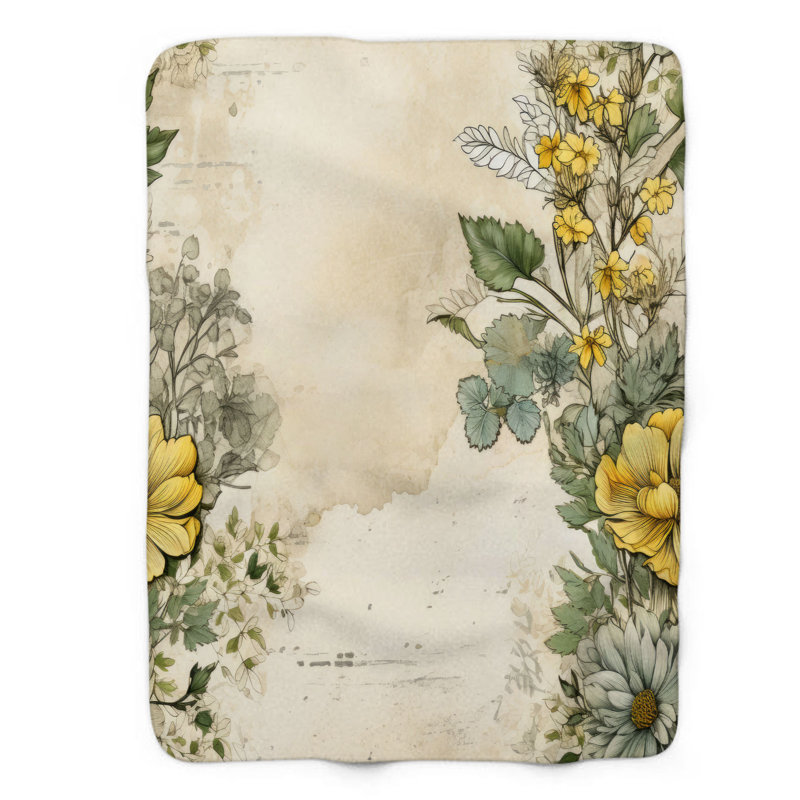 Grunge Florals - Couverture de qualité supérieure 1 pièce, Lit simple