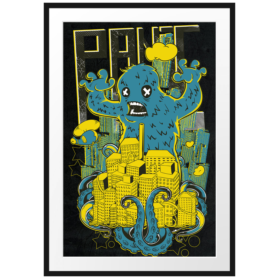 Gerahmtes Poster Panic Monster Black