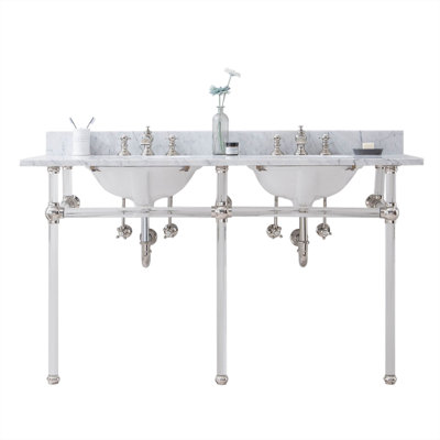 Empire Stone Oval Console Bathroom Sink with Faucet and Overflow