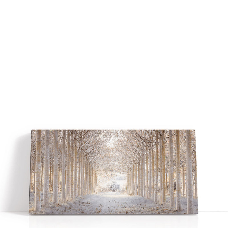 Sentier à travers la forêt d'hiver - reproduction d'art sur toile, H 10 po x l 20 po