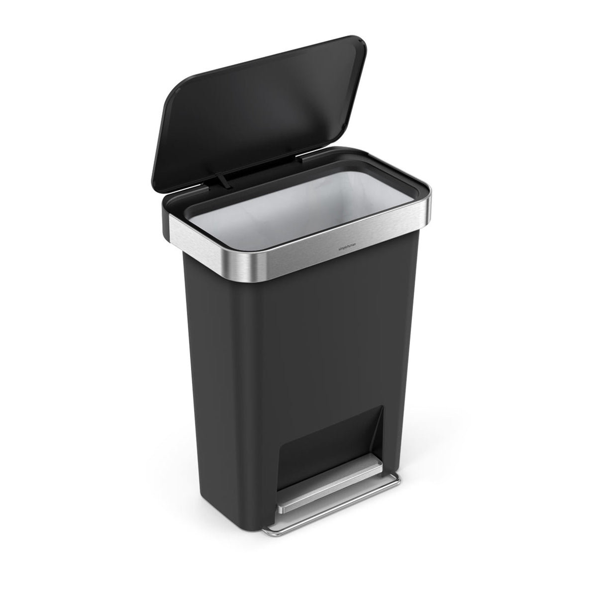 simplehuman 12gal Soft-Close Step-On Can, Black