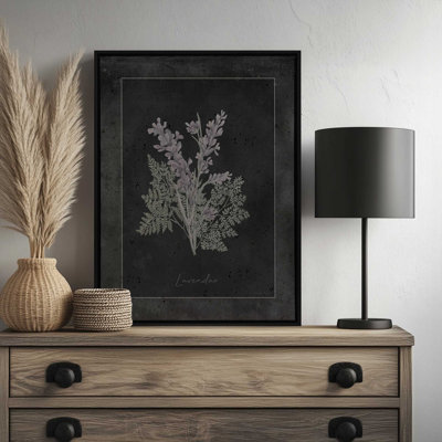 «Lavendar Botanical on Black» par Cindy Jacobs, reproduction d'art