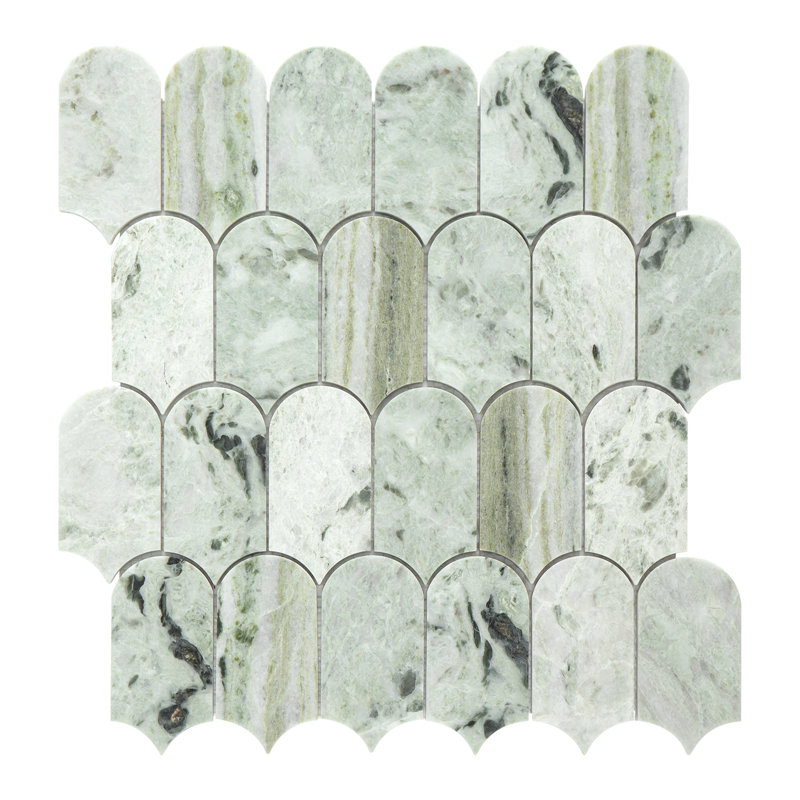 Jade Green Marble Feather Polished Mosaic Wall & Floor Tile, Green
