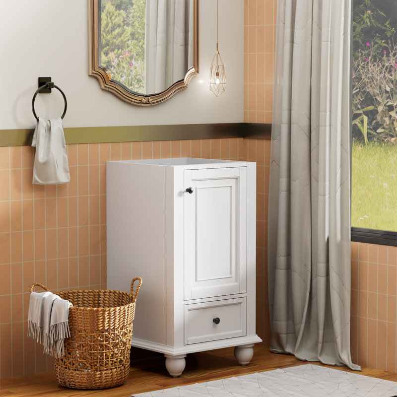 18" Single Sink Bathroom Vanity Base Only, Painted Surface, Soft-Close Doors, White