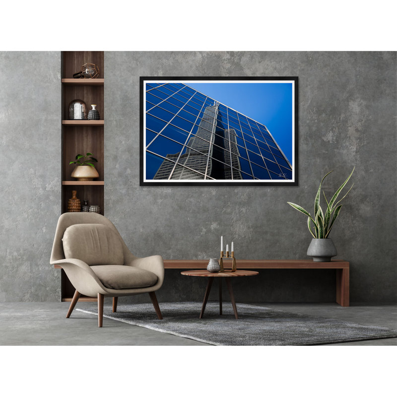 " Sears Tower Reflection " by Tim Klein, 35.5" H x 54.75" W x 1.5" D, Black Framed