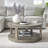 Round Wooden Coffee Table with Wheels