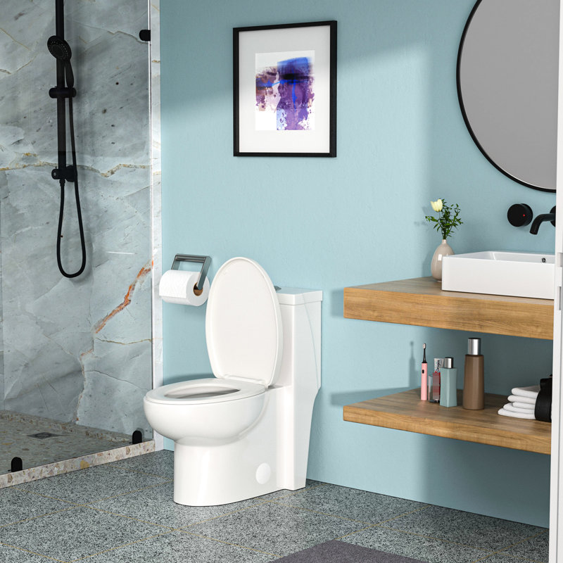 White Ceramic One Toilet With Dual Flush And Attractive Design - Stylish Bathroom Fixture Quick Installation Kit Hassle- Setup