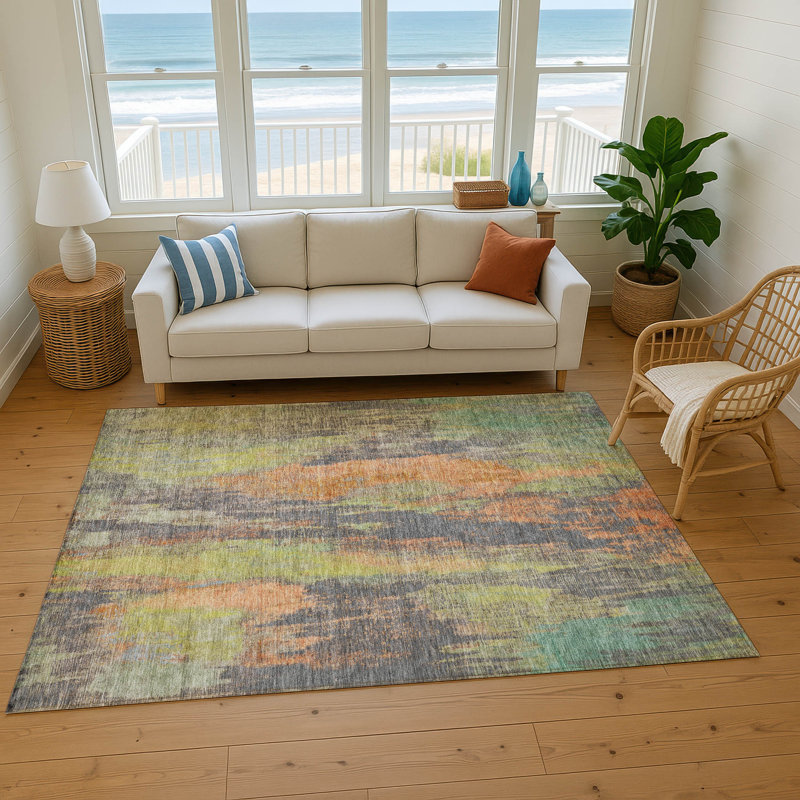 Premium Machine Washable Lampkins AMF1648 Abstract Rug, Rectangle 9' x 12'