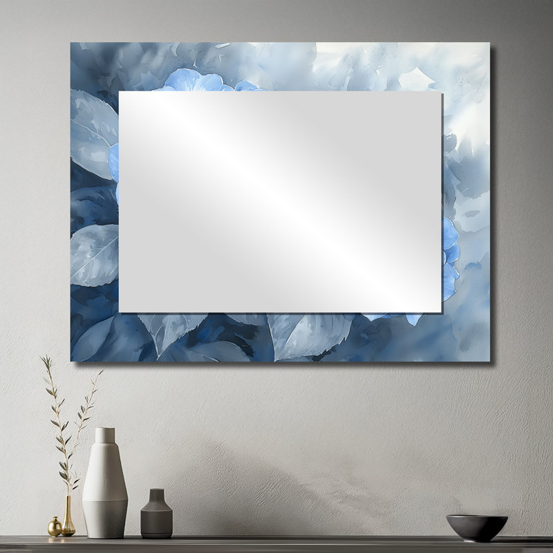 Hydrangeas In Greyscale Garden II - Art mural miroir décoratif floral - imprimé sur métal, 30 po x 40 po