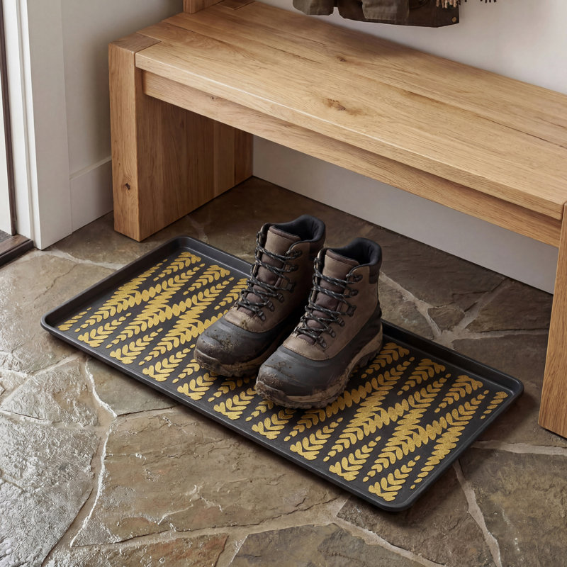 Eddie Bauer Leafy Geo Rubber Boot Trays, Leafy Geo Black