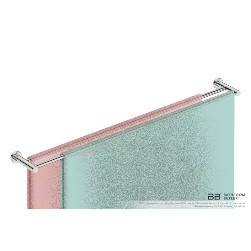 Double Wall Mounted Towel Bar, Polished Stainless Steel, 1.875" H x 44.2" W