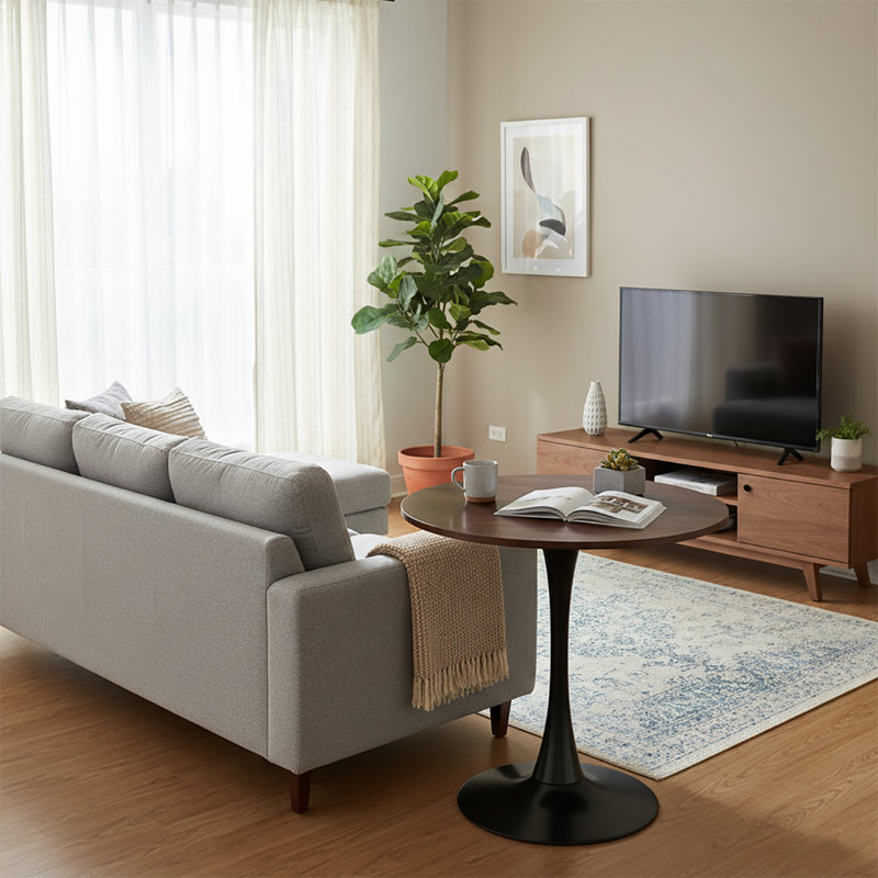 Table de salle à manger Tulip, H 29,13 po x L 23,63 po x l 23,63 po, Noir, Noyer
