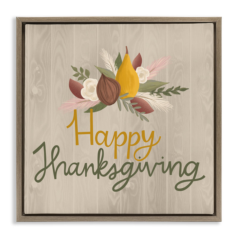 Cadre flottant Happy Thanksgiving Rustic Harvest, design par Mandy Ford Art + Illustration, Cadre flottant orme Montalcino