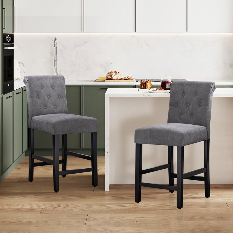 Burlison 25.25" Counter Stool, Gray/Polyester