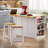 53Inch Large Kitchen Island With Drop Leaf, Power Outlet, Door Internal Storage Rack, Rolling Kitchen Cart On 5 Wheels With 5 Open Side Racks For Kitchen, Dining Room,White(Not Include Bar Stools)-1171281676