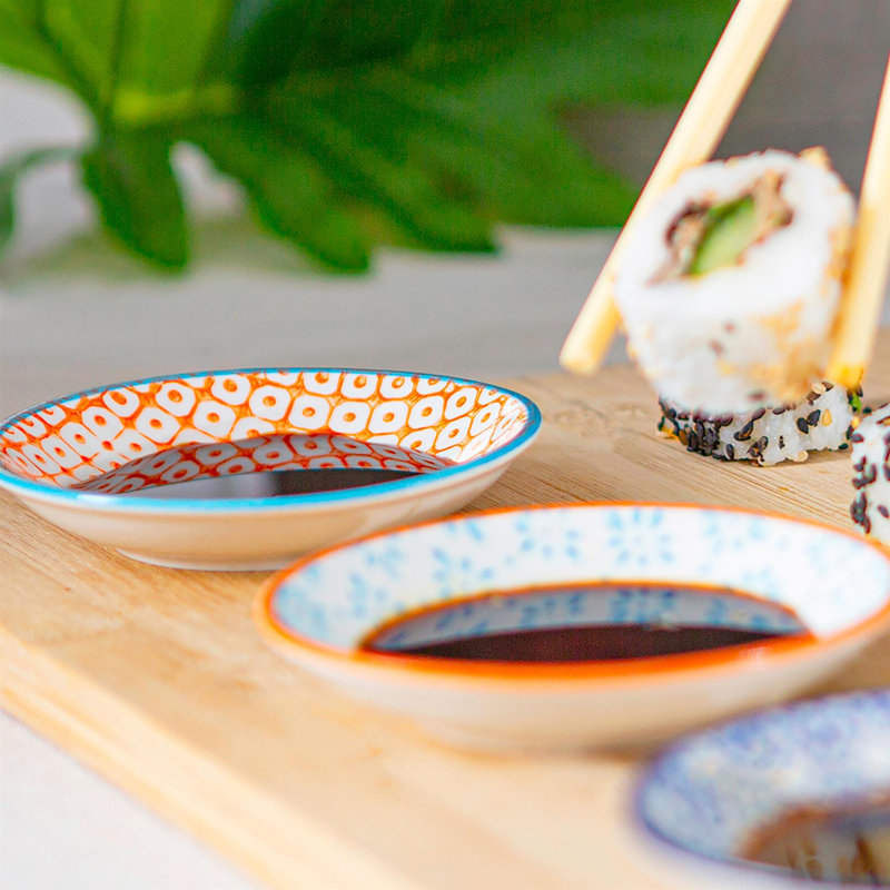 Nicola Spring Hand-Printed Sauce Dishes - 10cm - 3 Colours - Pack of 3