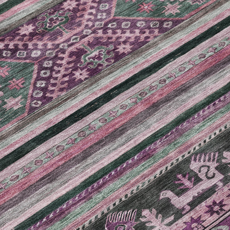 Machine Washable Indoor/Outdoor Claudian ACN1626 Purple Rug, Rectangle 5' x 7'6"