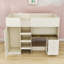 Lit mezzanine en bois avec garde-robe, bureau et tiroirs Alfreada
