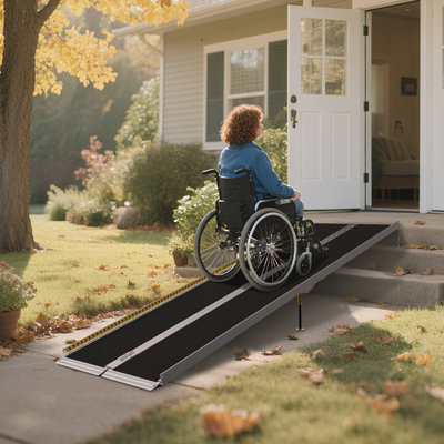 2FT/2.5FT/3FT/3.5FT/4FT/4.5FT/5FT/6FT/7FT/8FT/10FT Aluminum Foldable Portable Wheelchair Ramp 800 Lbs Capacity