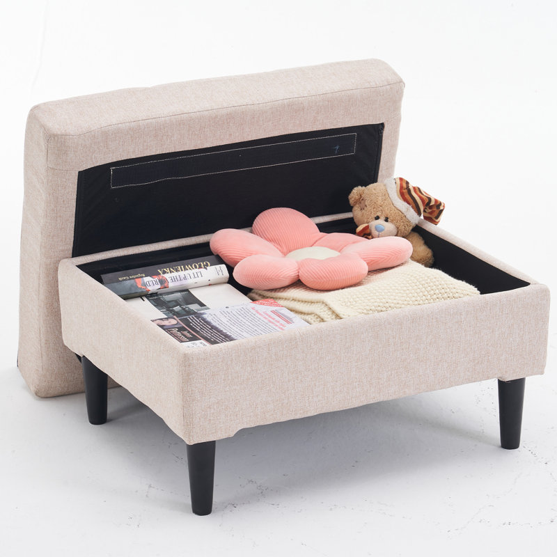 Fauteuil d'appoint rembourré avec rangement Monelle, Beige