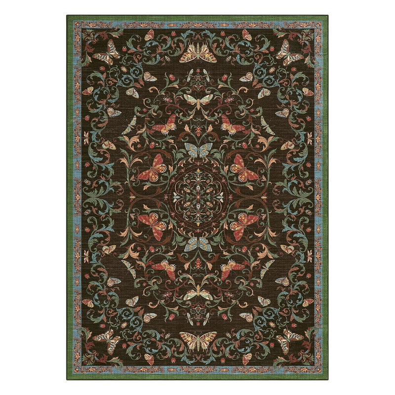 Tapis oriental doux en laine synthétique à motif géométrique, Café brun, 5 x 7 pi