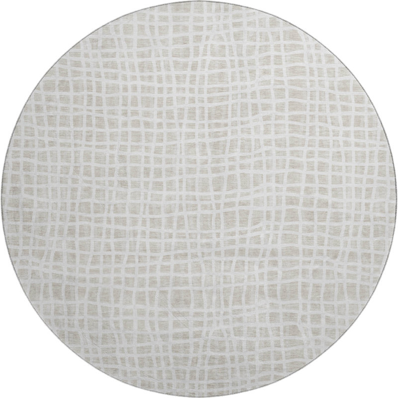 Premium Machine Washable Prisco Ivory Rug, Round 8'
