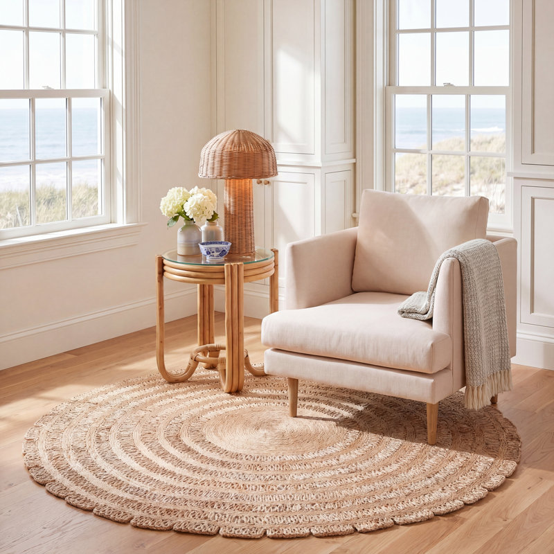 Tapis naturel en fibre naturelle 177, Rond 6 pi