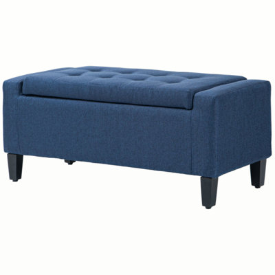 Storage Ottoman, Linen Upholstered Storage Bench With Lift Top And Button Tufted For Living Room by Corrigan Studio