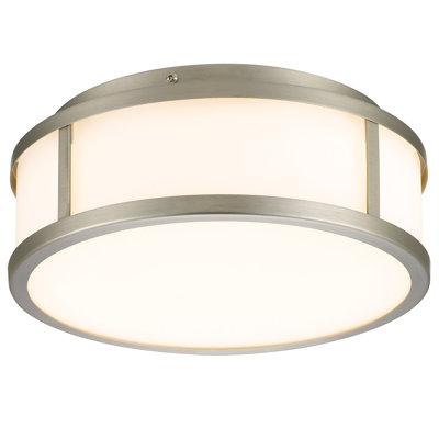 Integrated Led Flush Mount 10 - Inches Brushed Nickel, Bright 1225 Lumens 24W, 3 Color Temperature Options, Dimmable With Dimmers, Etched White Glass For Diffused Lighting, Indoor 10-Inches Nickel