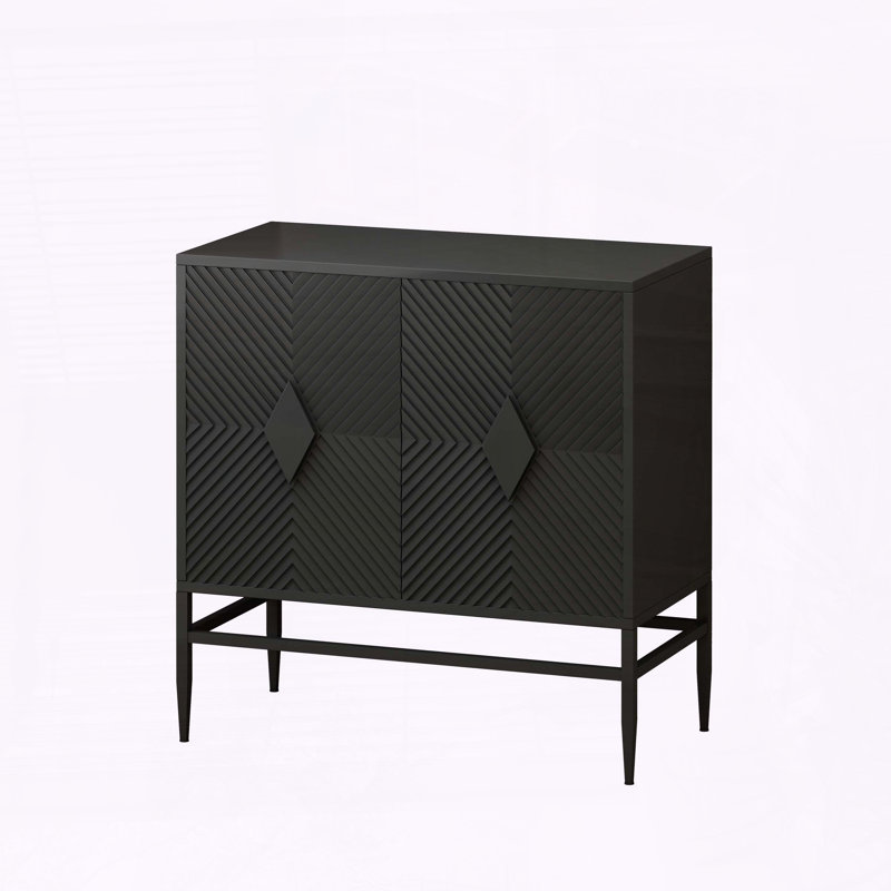 Armoire de rangement moderne 31,5 "à 2 portes en bois avec tablette réglable et pieds en métal - noir