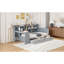 Lit de jour simple avec 3 tiroirs, ports de charge de bureau en gris - Fabrication en pin robuste pour le style de la chambre à coucher-184586250-184586249