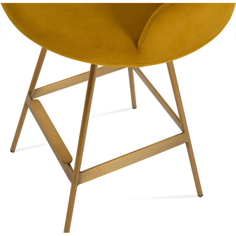 Tabouret Dervish Balat, Laiton, Curcuma, Tabouret de comptoir (siège d'une hauteur de 24,5