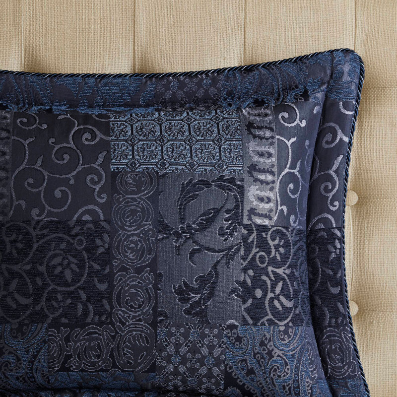 4 PCS Comforter Set Navy, Queen Comforter + 2