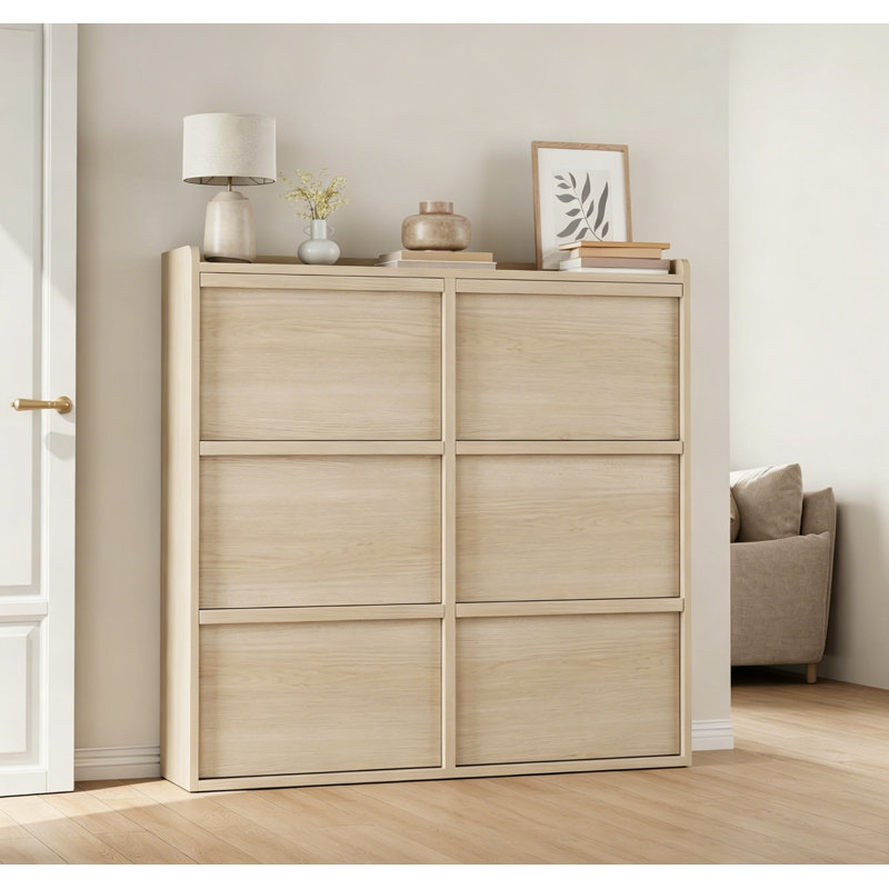 Shoe Cabinet with 2/3/4/6 Flip Drawers/ with 3 Flip Drawers & Side Door, Wooden Shoe Organizer w/Adjustable Shelf, Shoe Storage for Entryway, Hidden Shoe Cabinet for Hallway,