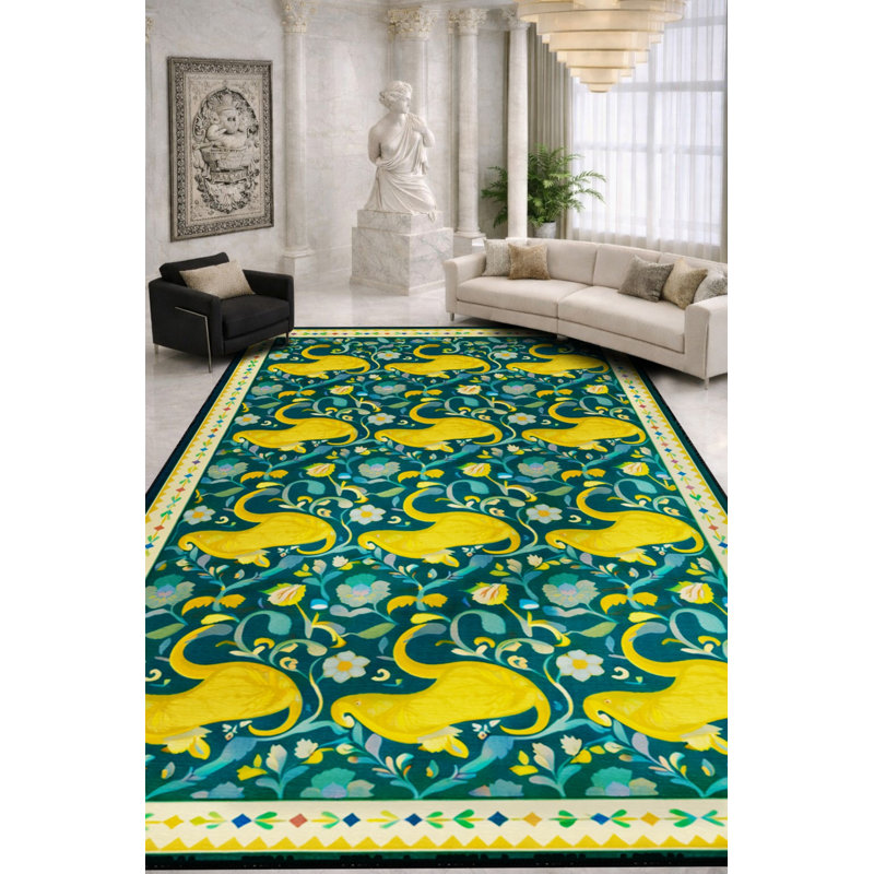 Tapis tissé à motif nautique vert Mosso, 2'6" x 4'11"