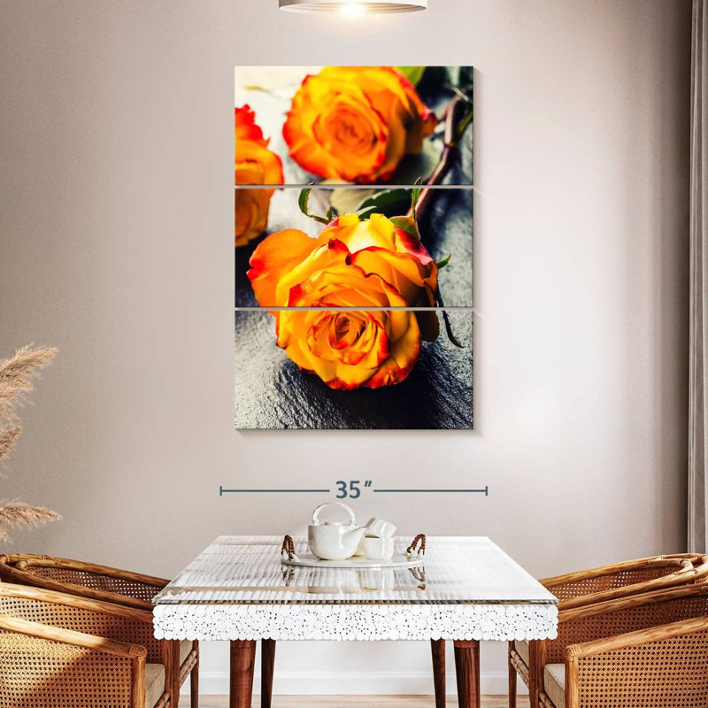 Roses orange vif, H 50 po x l 32 po