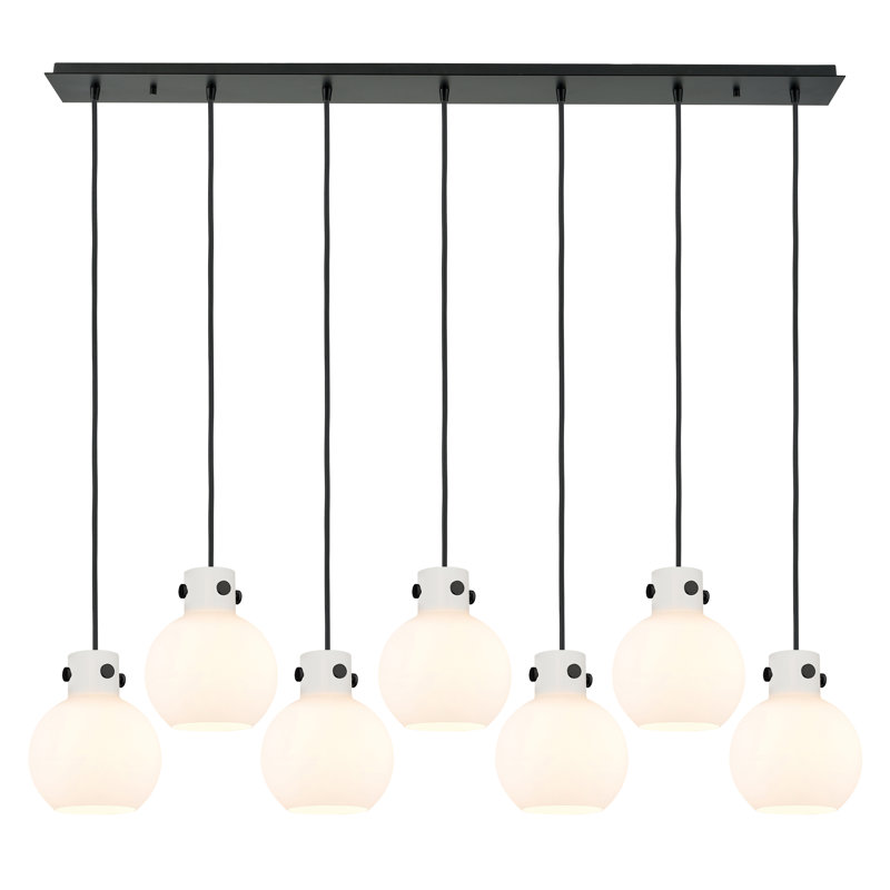 Luminaire suspendu sphère 7 lumières Amrith, Blanc, Noir mat
