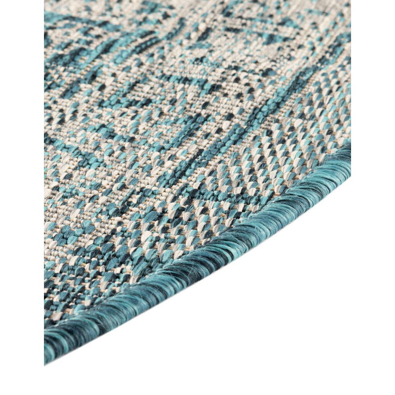 Danera Geometric Indoor / Outdoor Rug, Oval 5'3" x 8'