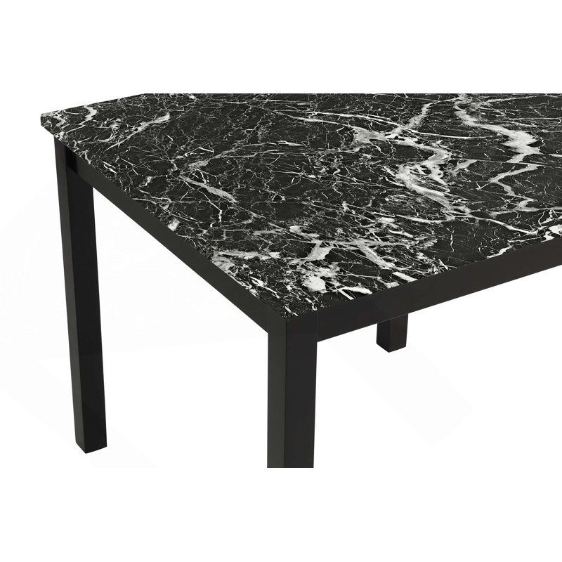 Ensemble de salle à manger à hauteur de comptoir 5 pièces, table carrée en faux marbre avec 4 chaises capitonnées