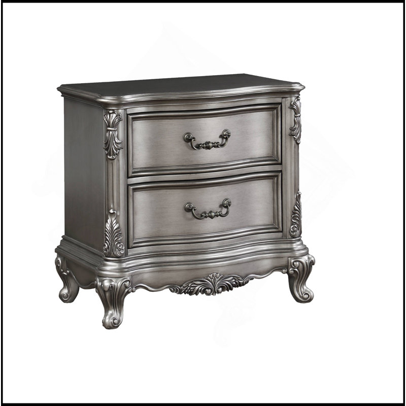 Table de chevet antique à finition platine